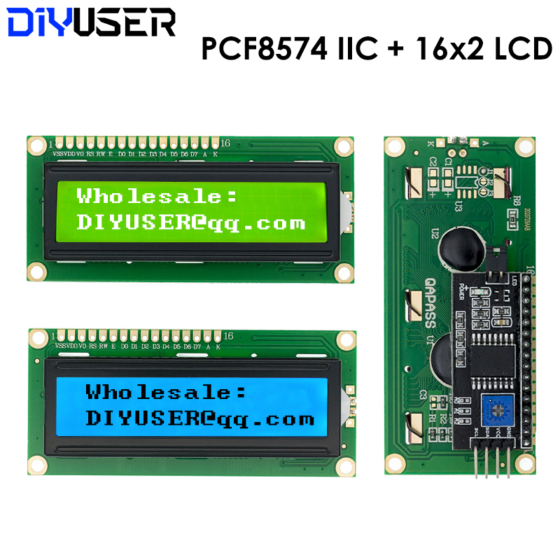 Lcd 1602 - LCD1602 1602 LCDモジュール ブルー/イエローグリーン画面 16x2文字LCDディスプレイ PCF8574T