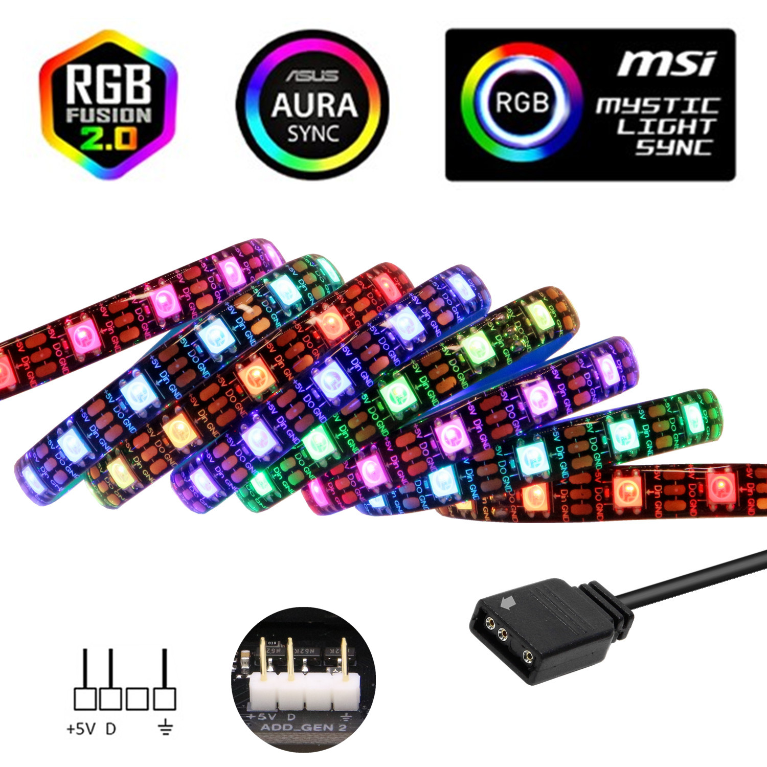Ws2812B Strip 5V - WS2812b ARGB LEDストリップ 5V 60LED/m アドレス指定可能なレインボーLEDライト