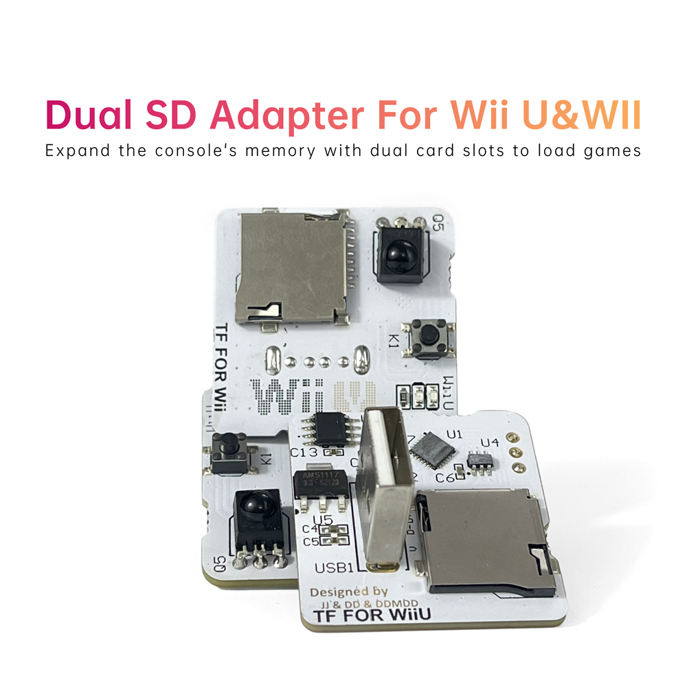 Sd Card Module - Wii UとWiiビデオコンソール用の2つのSDカードスロットアダプター、メモリ拡張エキスパンダー、USBインターフェースミニエクスプレス経由でゲームを読み込みます
