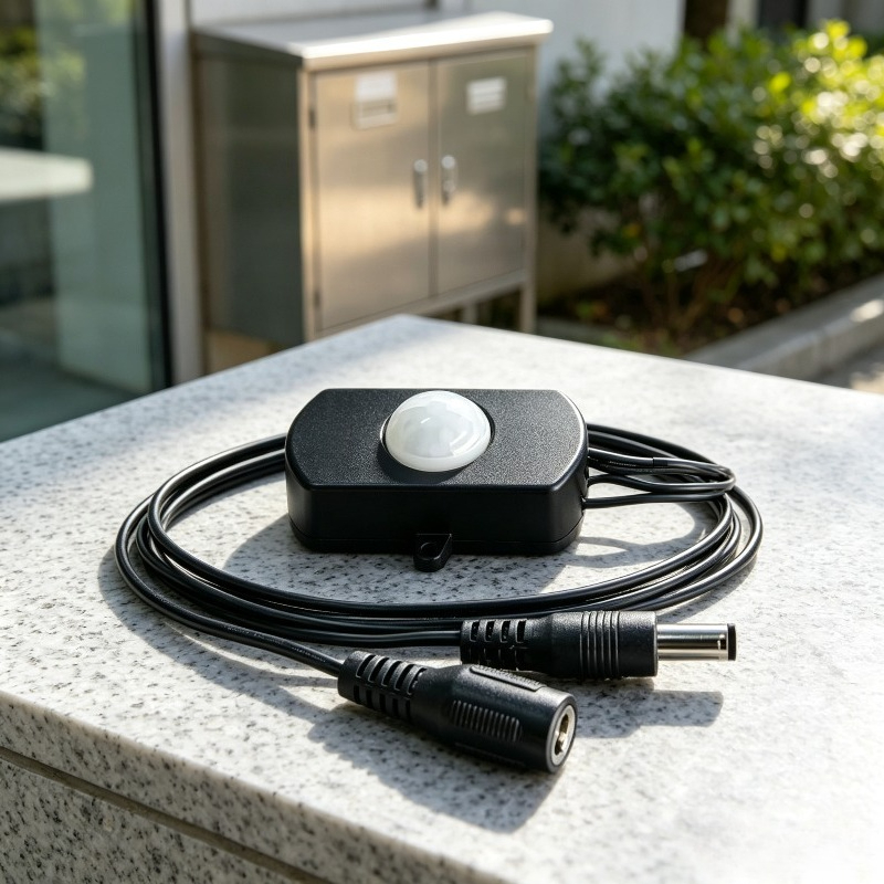 Pir Motion Sensor - 黒色のPIRモーションセンサー付きタイマー付きスイッチ、12V DC、階段用照明