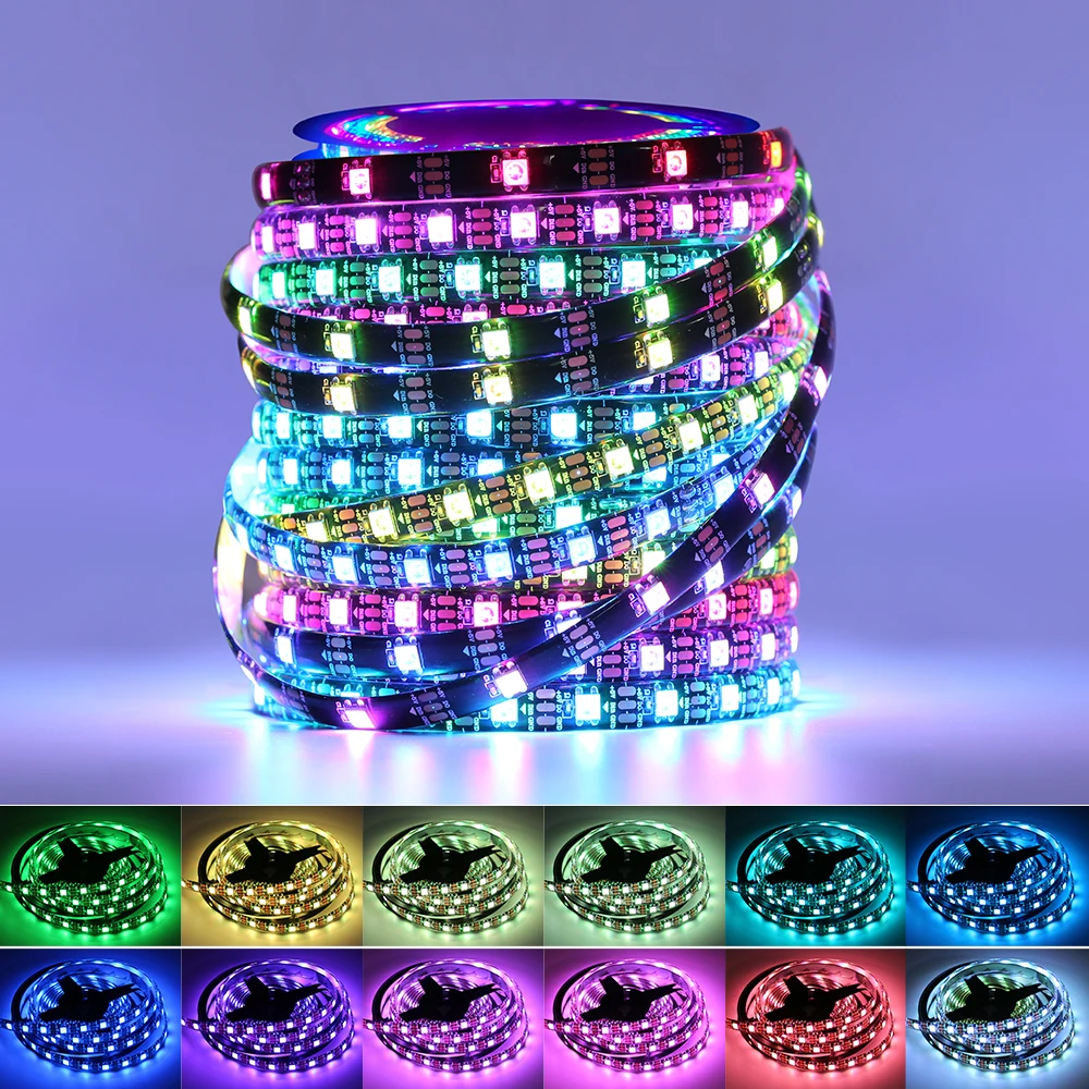 Ws2812B Strip 5V - 5V WS2812BピクセルRGB LEDストリップライト 個別アドレス指定可能IC IP30 IP65