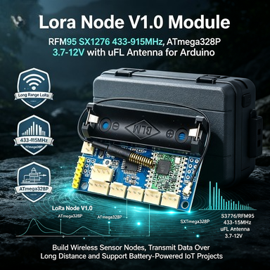 Lora Rfm95 - LoRaノード V1.0 RFM95/SX1276、433-915MHz、ATmega328P 3.7-12V uFLアンテナ（Arduino用）