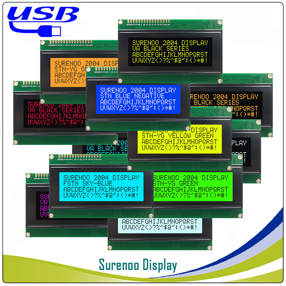 Lcd 1602 - Surenoo lcd2usb 204 20x4 2004文字LCDモジュールディスプレイ画面パネルアセンブリ &
