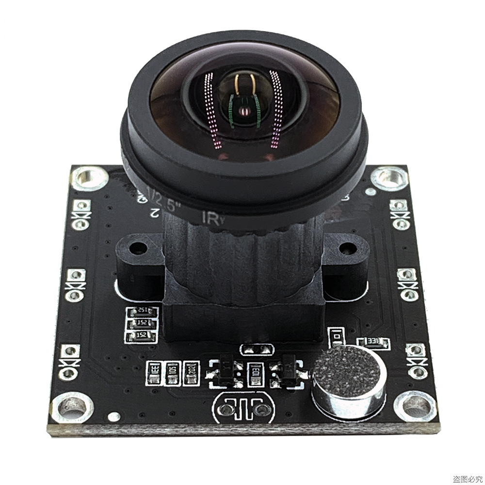 Microphone Module - 1920*1080 32*32mm 低照度0.01Lux HDR 2.0MPカラーUSBカメラモジュール、マイク対応、魚眼レンズ150度角度