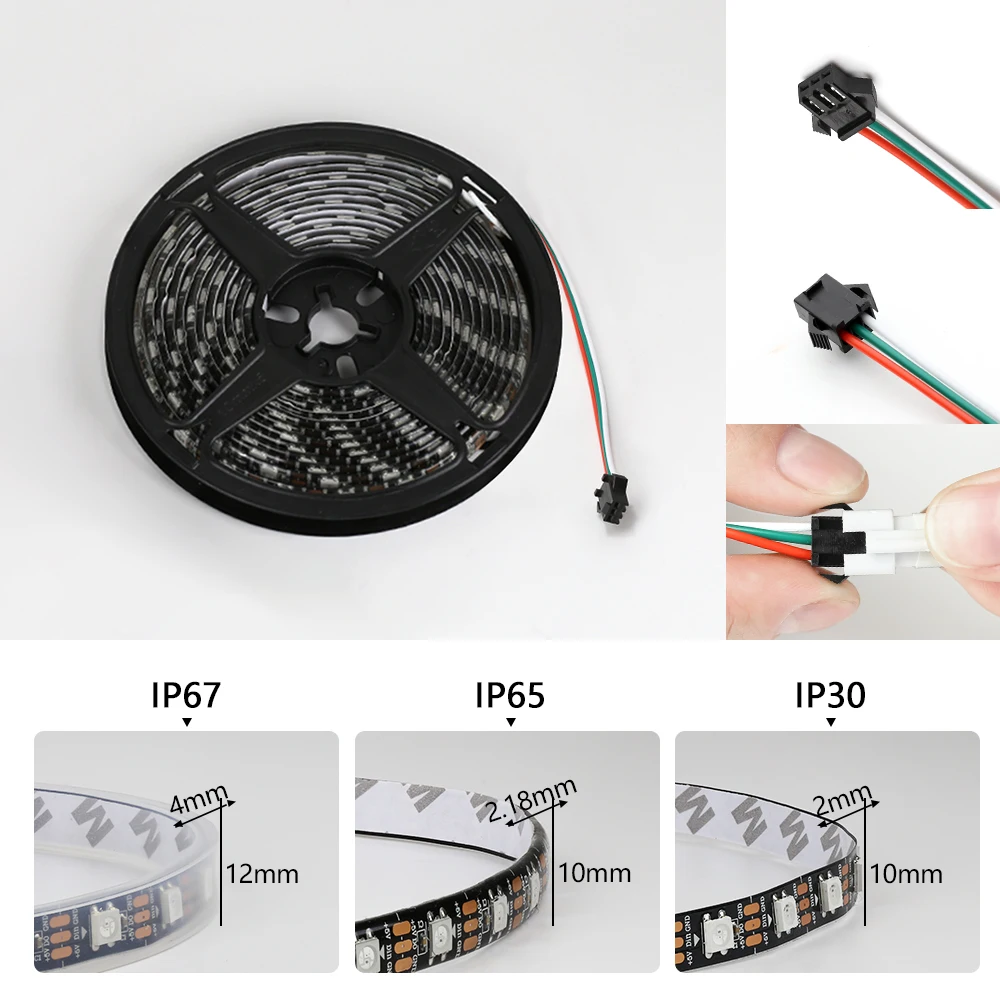 5V WS2812BピクセルRGB LEDストリップライト  - Ws2812B Strip 5V のレビューと価格