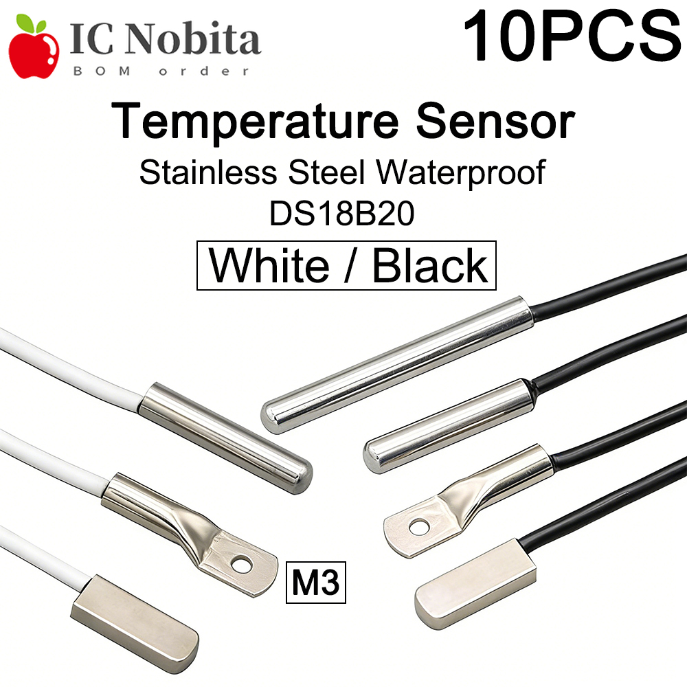 10 個 DS18B20 ステンレス鋼防水温度センサー表面  - Ds18B20 のレビューと価格