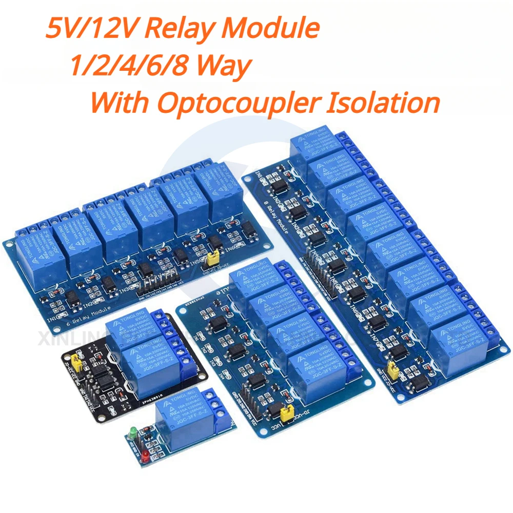 5/12V 1/2/4/6/8 チャンネルリレーモジュール、 - Relay Module 4 Channel のレビューと価格