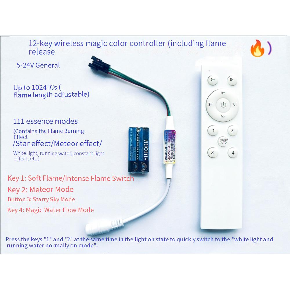 RF 12 キーファンタジー炎コントローラ炎燃焼星空流星フロ - Ws2812B Strip 5V のレビューと価格